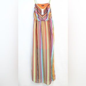 Ruby Rox Multicolor Bohemian Spaghetti Strap Maxi Dress Juniors Size  5 NWT